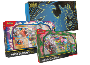 COFFRET+UPC Pack Collector : UPC Méga-Dracaufeu X ex, Méga-Lucario-ex & Méga-Florizarre-ex
